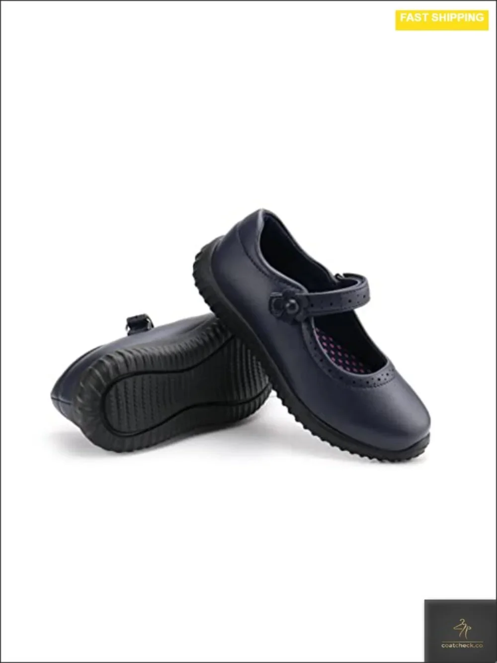 Girls Mary Jane School Uniform Shoes - Lightweight Hook & Loop, Non-Marking